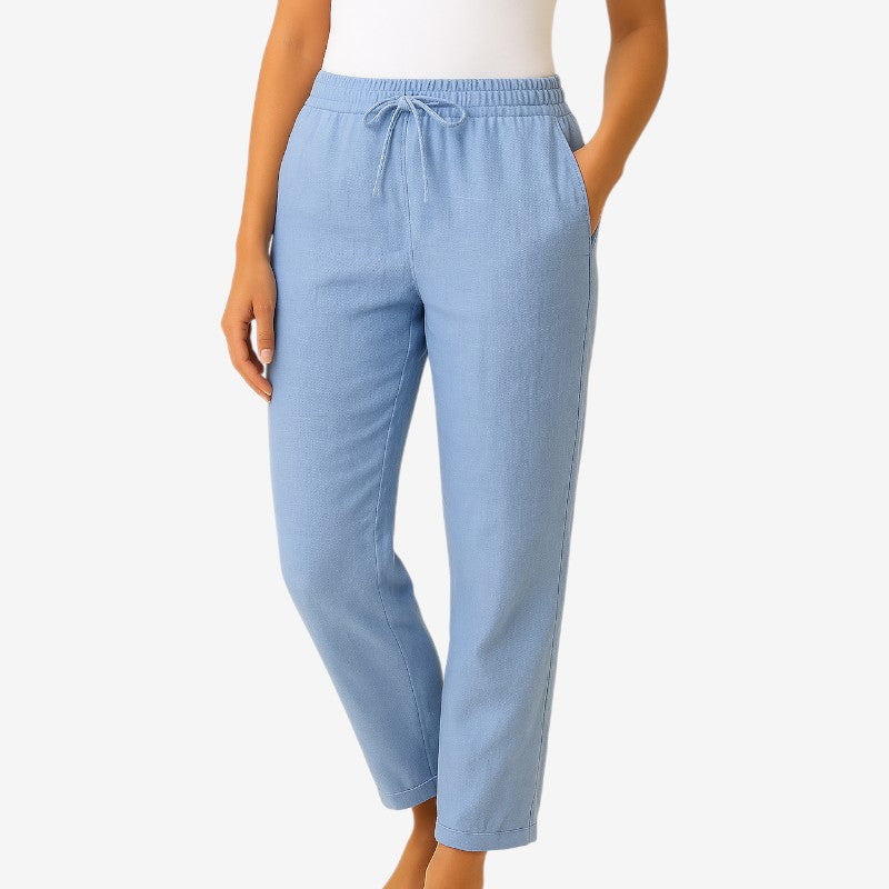 Pantaloni casual da donna a gamba larga con tasche laterali