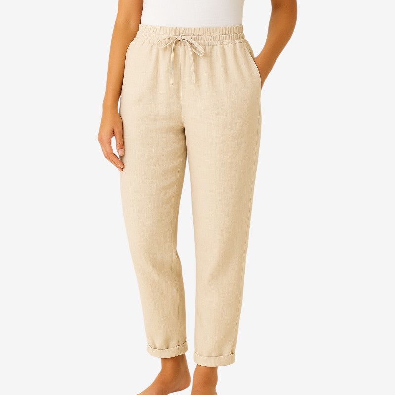 Pantaloni casual da donna a gamba larga con tasche laterali