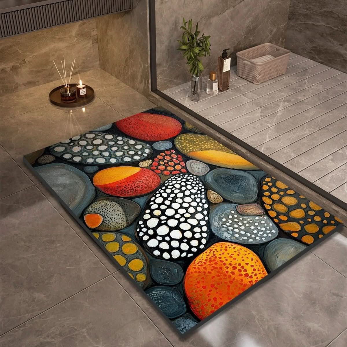 StoneStep - Tappetino da bagno in terra di diatomee con base in gomma