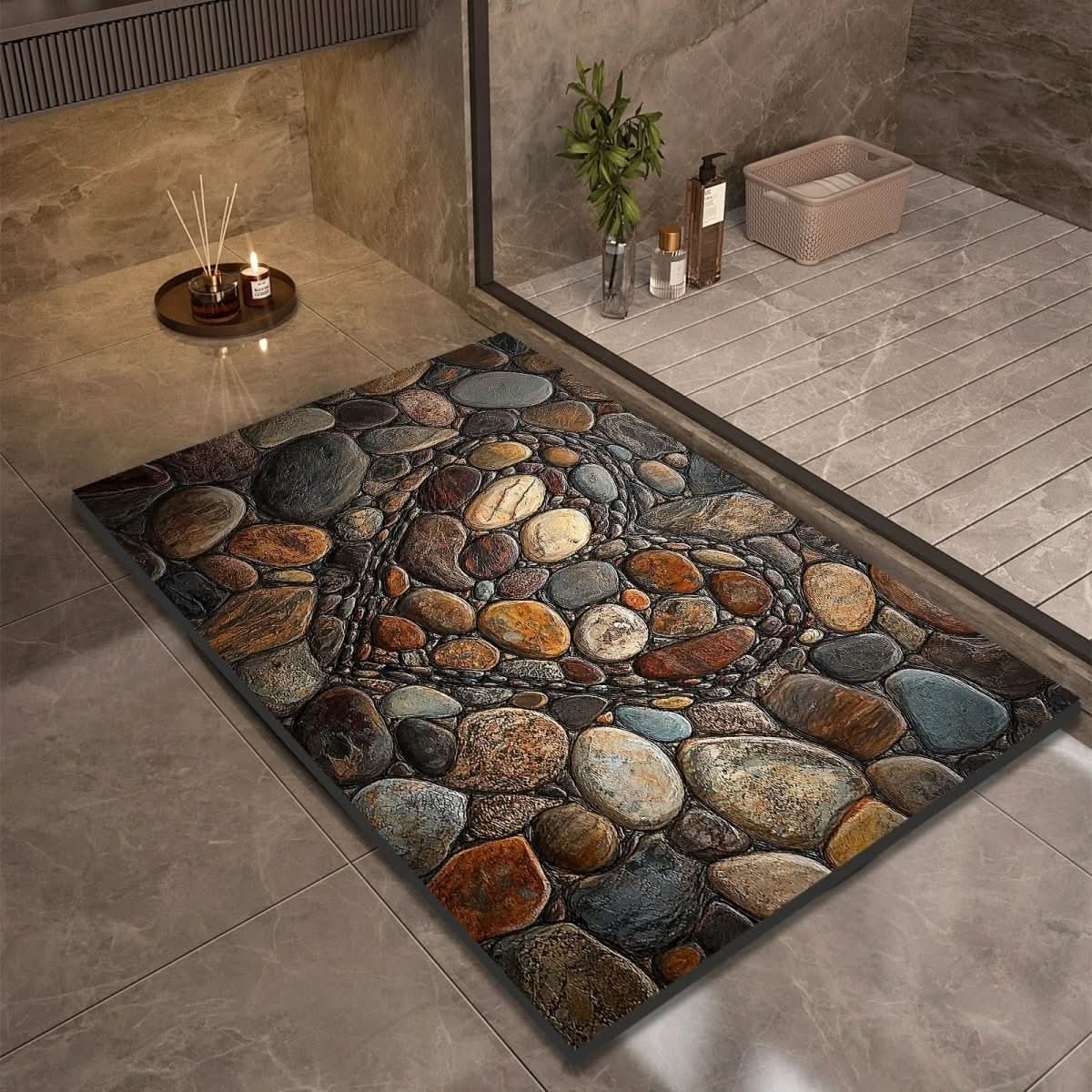 StoneStep - Tappetino da bagno in terra di diatomee con base in gomma