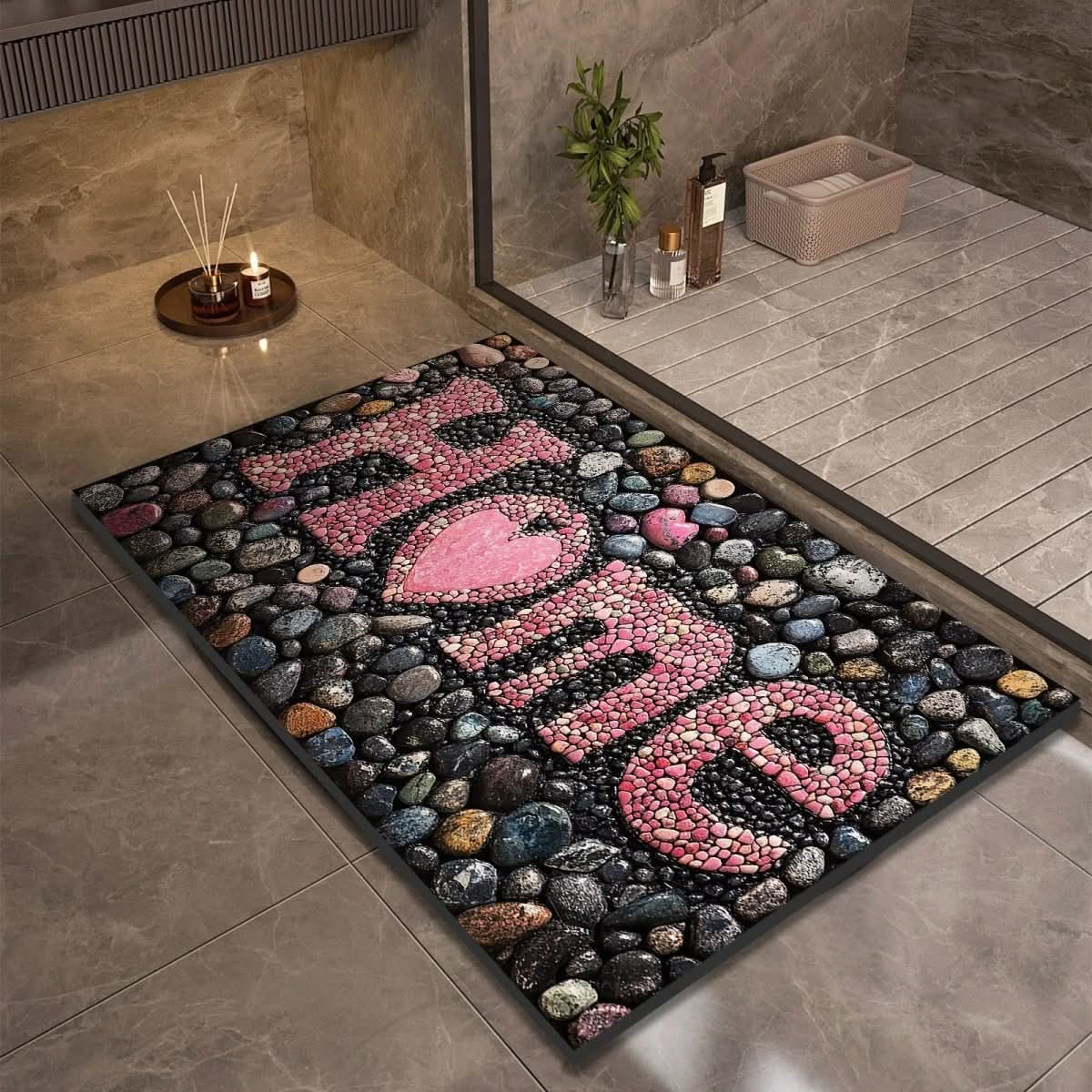 StoneStep - Tappetino da bagno in terra di diatomee con base in gomma