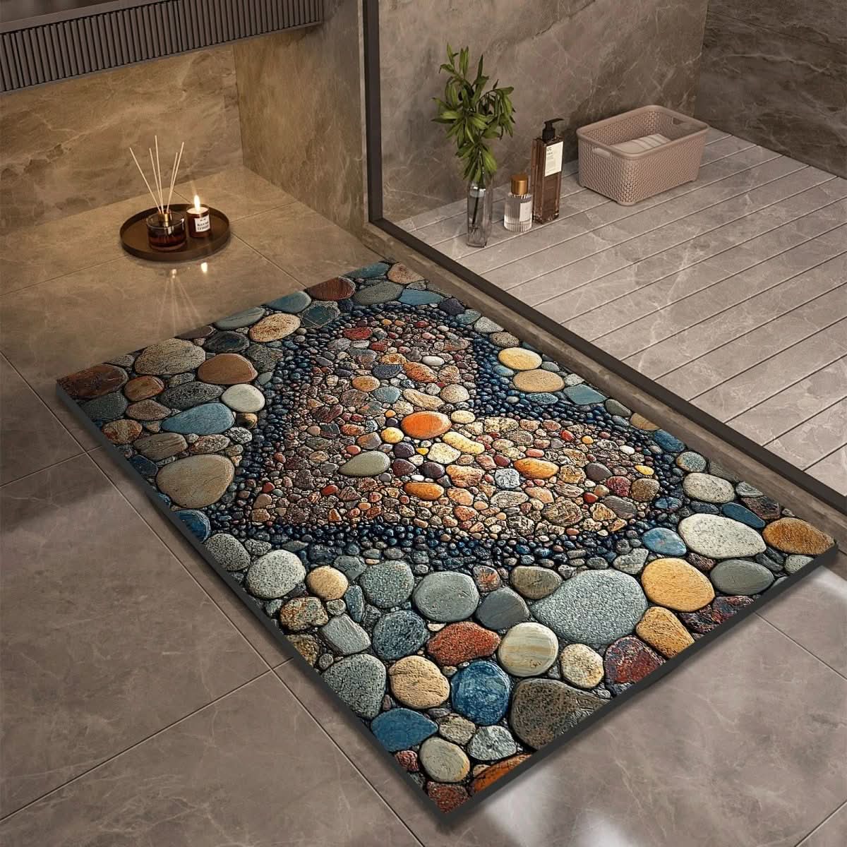 StoneStep - Tappetino da bagno in terra di diatomee con base in gomma