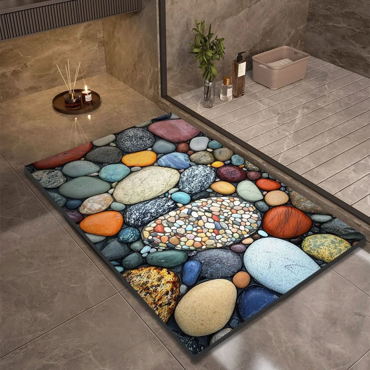 StoneStep - Tappetino da bagno in terra di diatomee con base in gomma