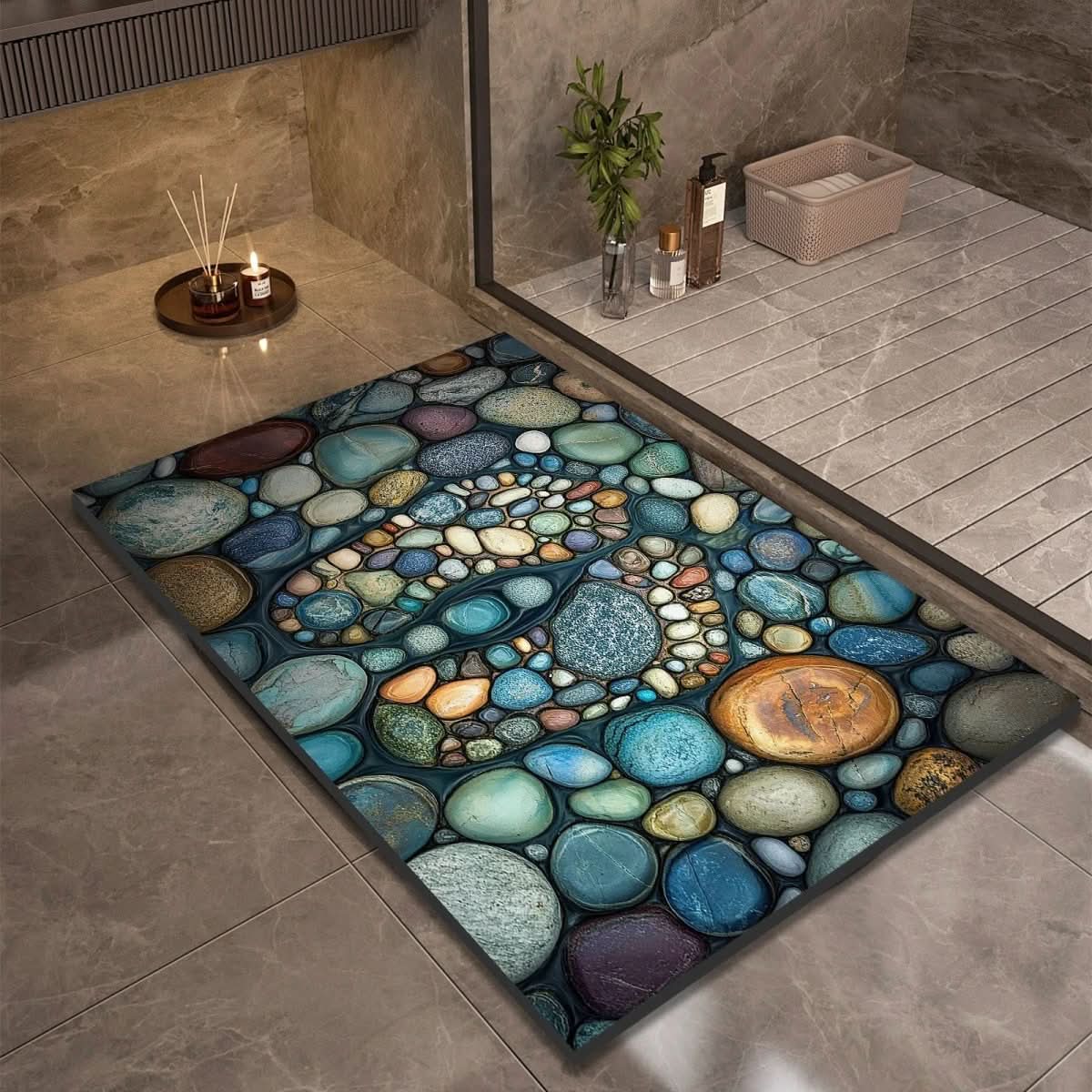 StoneStep - Tappetino da bagno in terra di diatomee con base in gomma