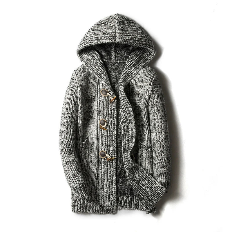Luisa - Comfortable jacket with hood and timeless button style