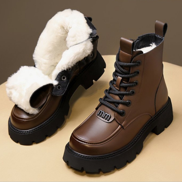 Leni - Bottines chaudes avec fermeture éclair latérale et doublure en fourrure douce