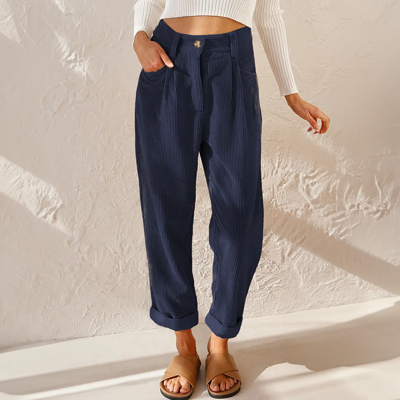 Olivia - Pantaloni in Velluto a Coste a Vita Alta per uno Stile Senza Sforzo
