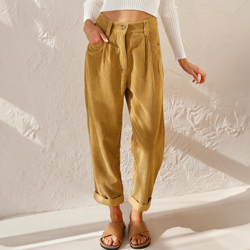 Olivia - Pantaloni in Velluto a Coste a Vita Alta per uno Stile Senza Sforzo