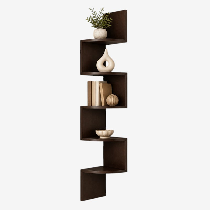 Corneriva - Étagère d’angle en bois à plusieurs niveaux
