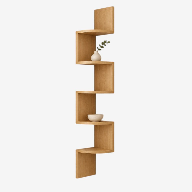 Corneriva - Étagère d’angle en bois à plusieurs niveaux