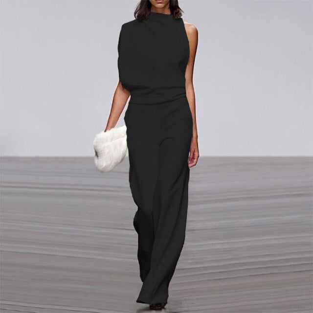 Sophia - Salopetă asimetrică șic cu pantaloni largi eleganți