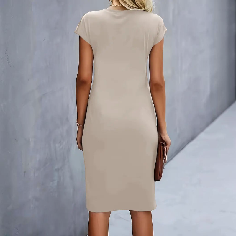 Vestido midi ajustado con cintura torcida para mujer