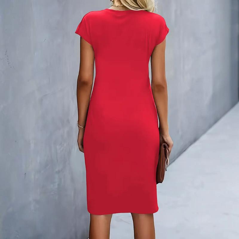 Vestido midi ajustado con cintura torcida para mujer