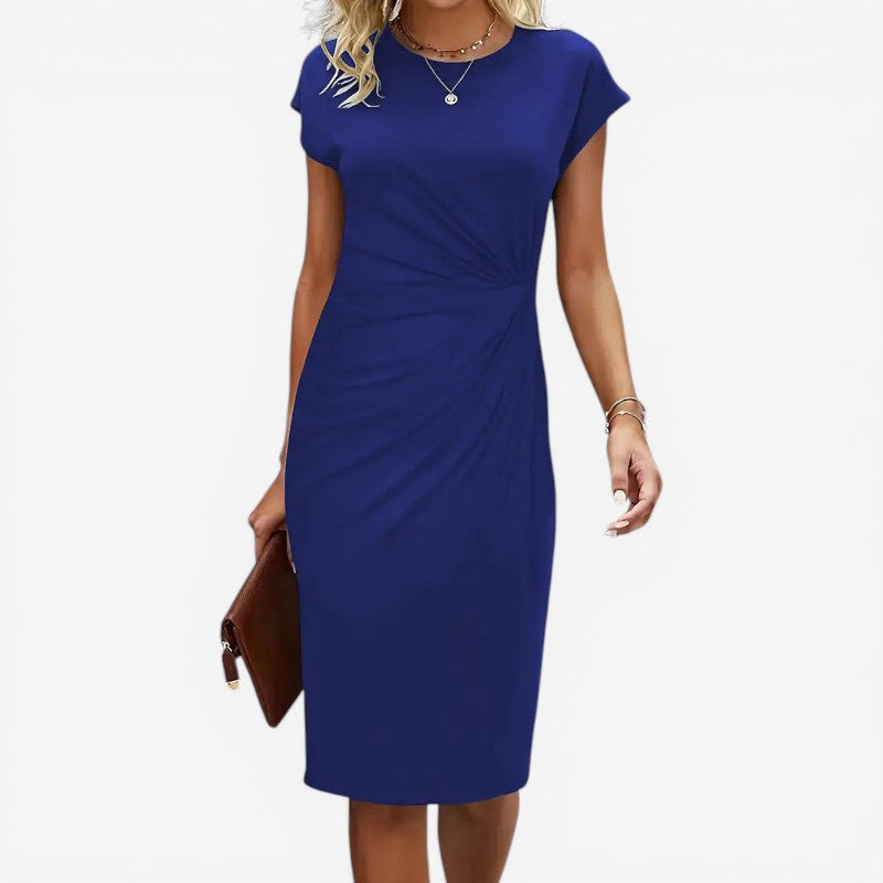 Robe midi à col rond pour femme