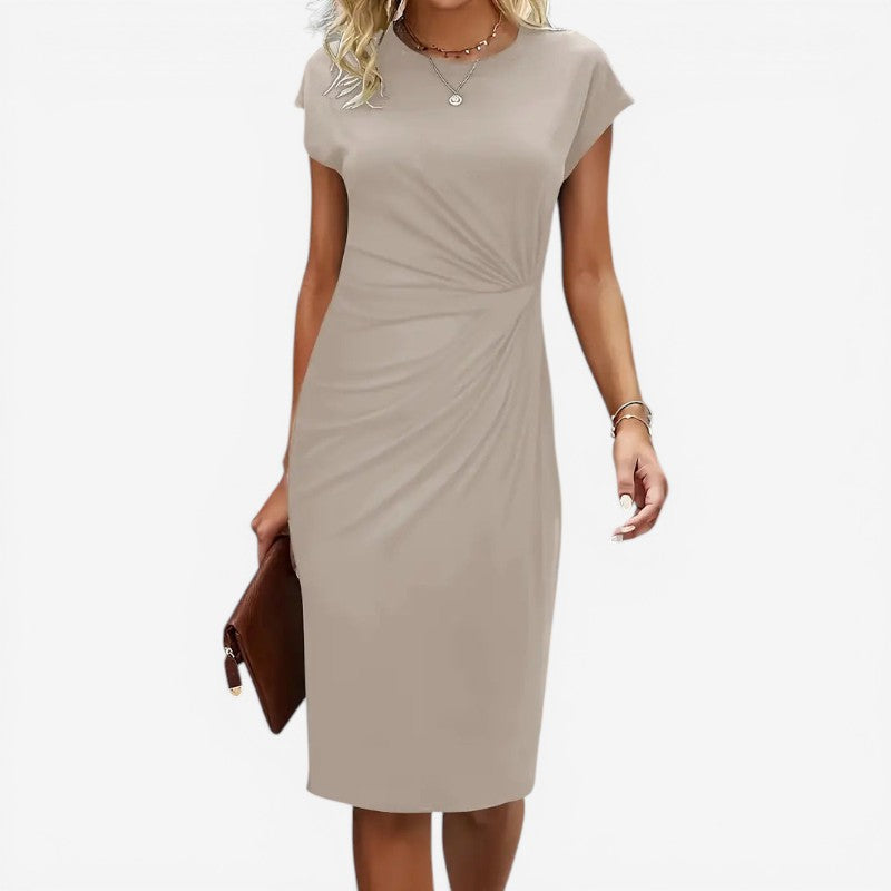 Robe midi à col rond pour femme