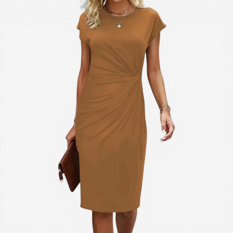 Robe midi à col rond pour femme