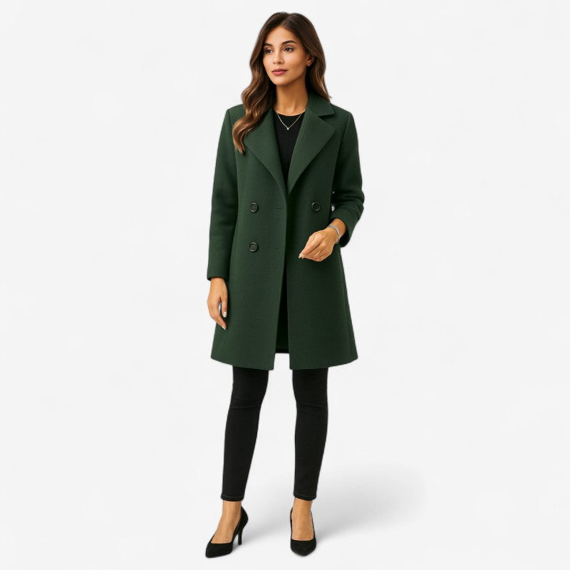 Valerie - Coat with Long Sleeves, Button Closure, and Notched Collar