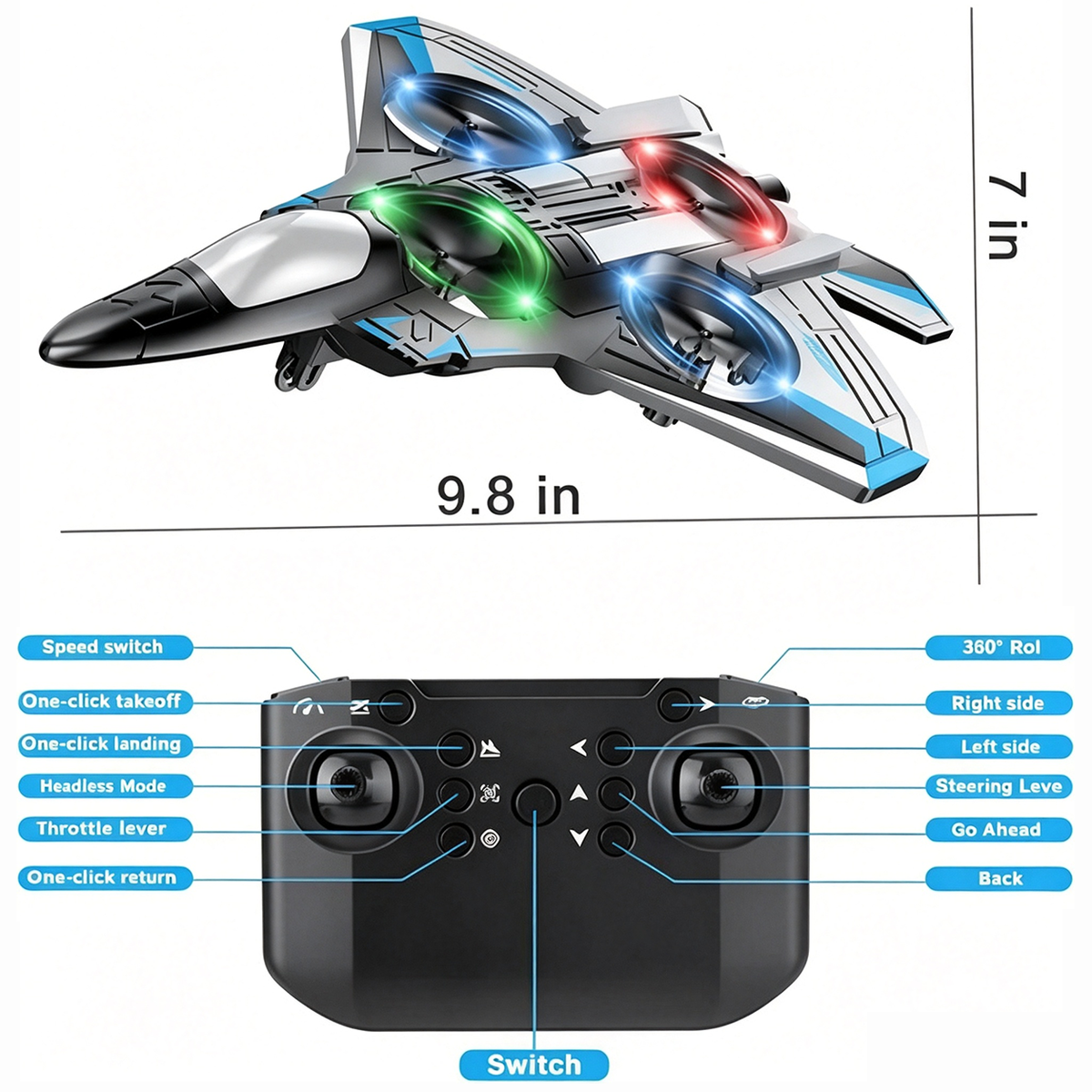 JetFlip - Jet giocattolo radiocomandato con acrobazie a 360°