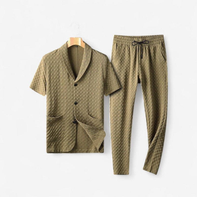Theodore – Two-Piece Set with Short Sleeve Shirt and Wide-Leg Pants