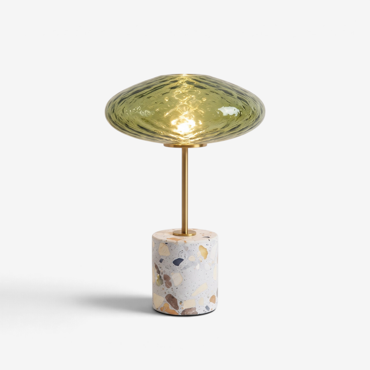 GlassGlow - Wireless Table Lamp With Glass Shade And Stone Base