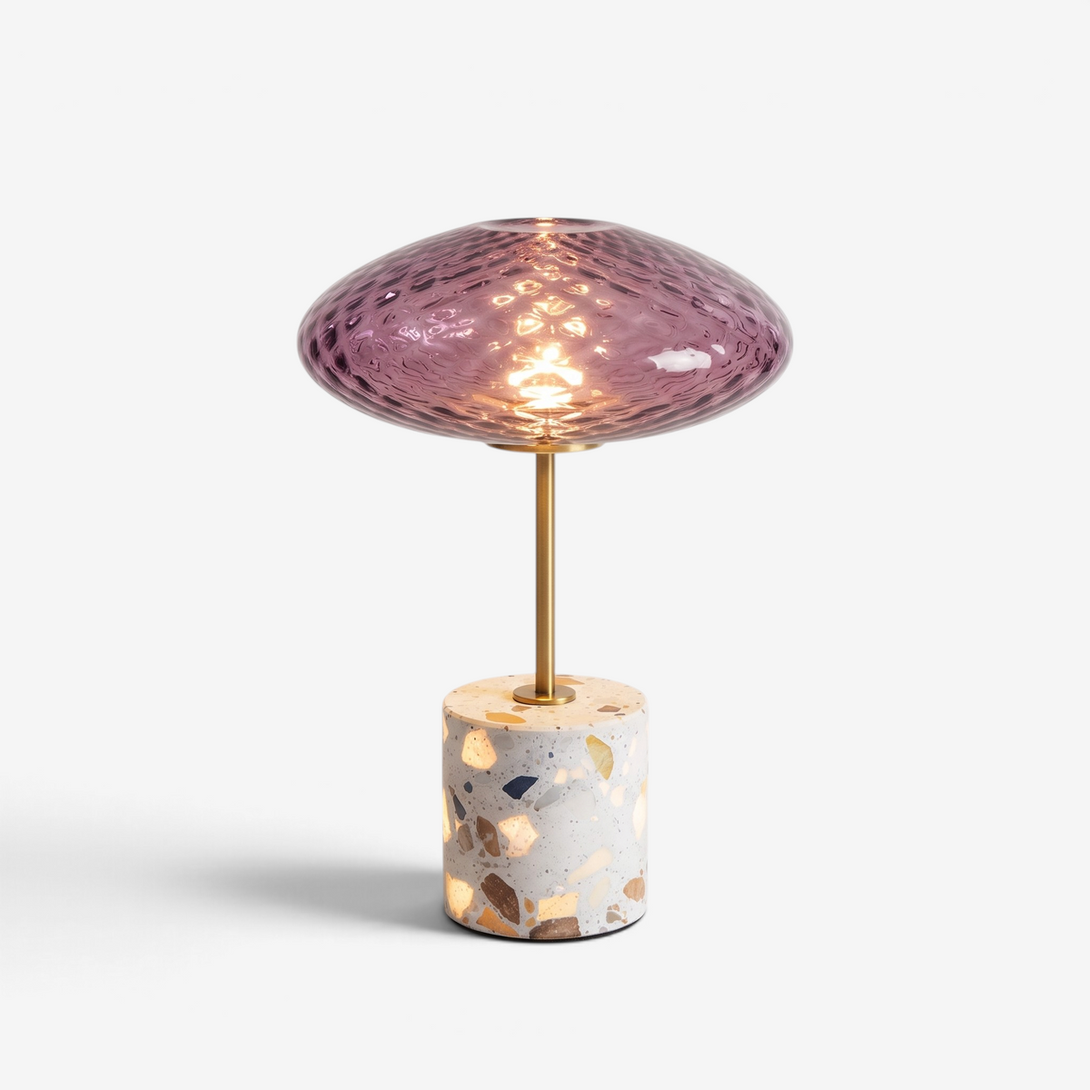 GlassGlow - Wireless Table Lamp With Glass Shade And Stone Base