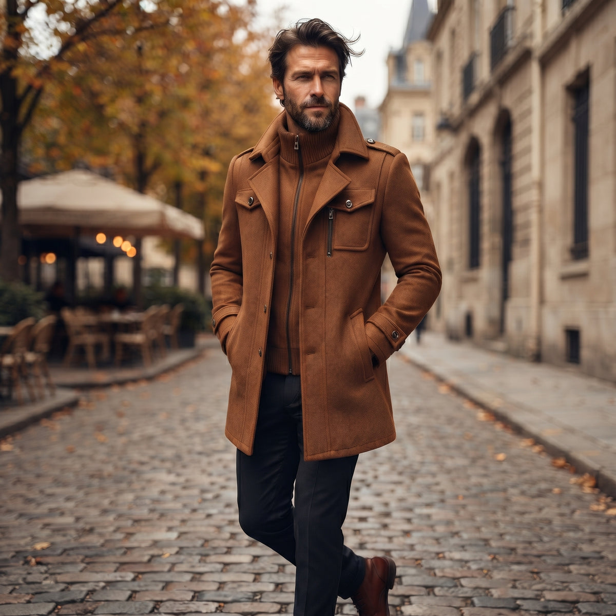 DualWarm - Men's Long Winter Coat With Double-Layer Design