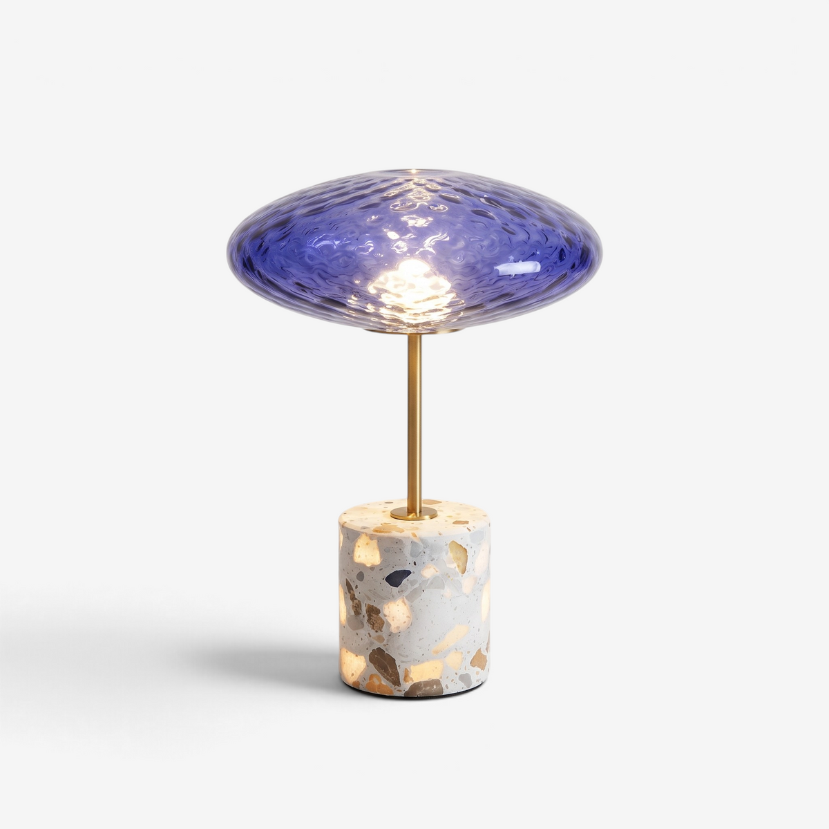 GlassGlow - Wireless Table Lamp With Glass Shade And Stone Base