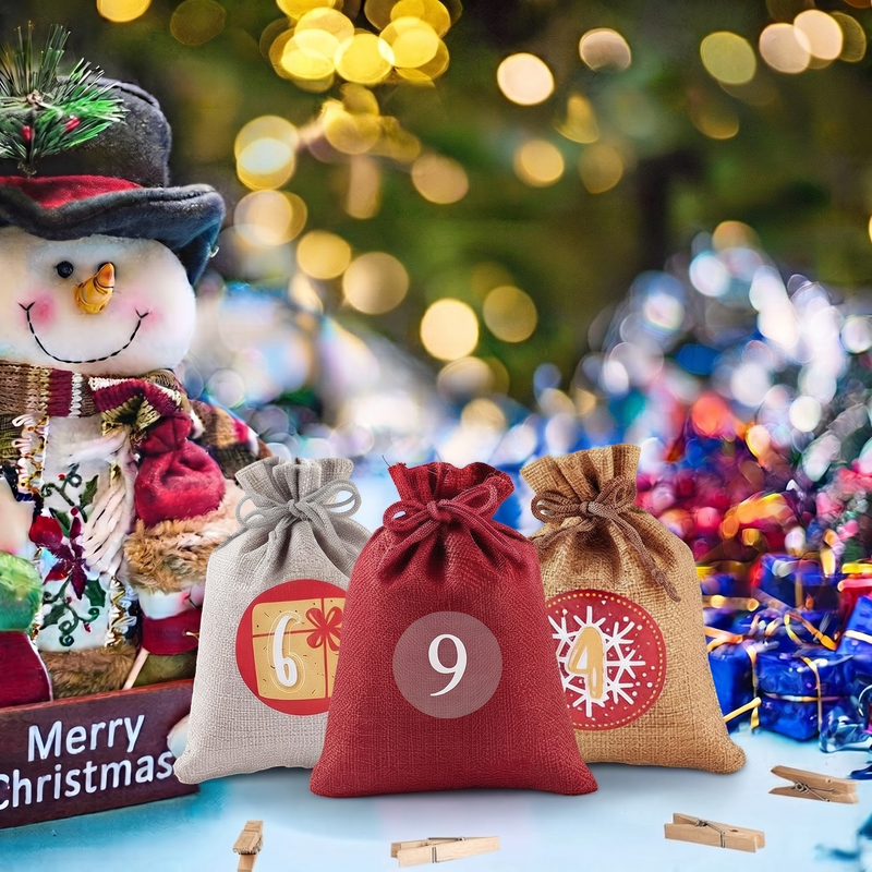 JuteJoy – Calendario dell’Avvento con 24 sacchetti numerati