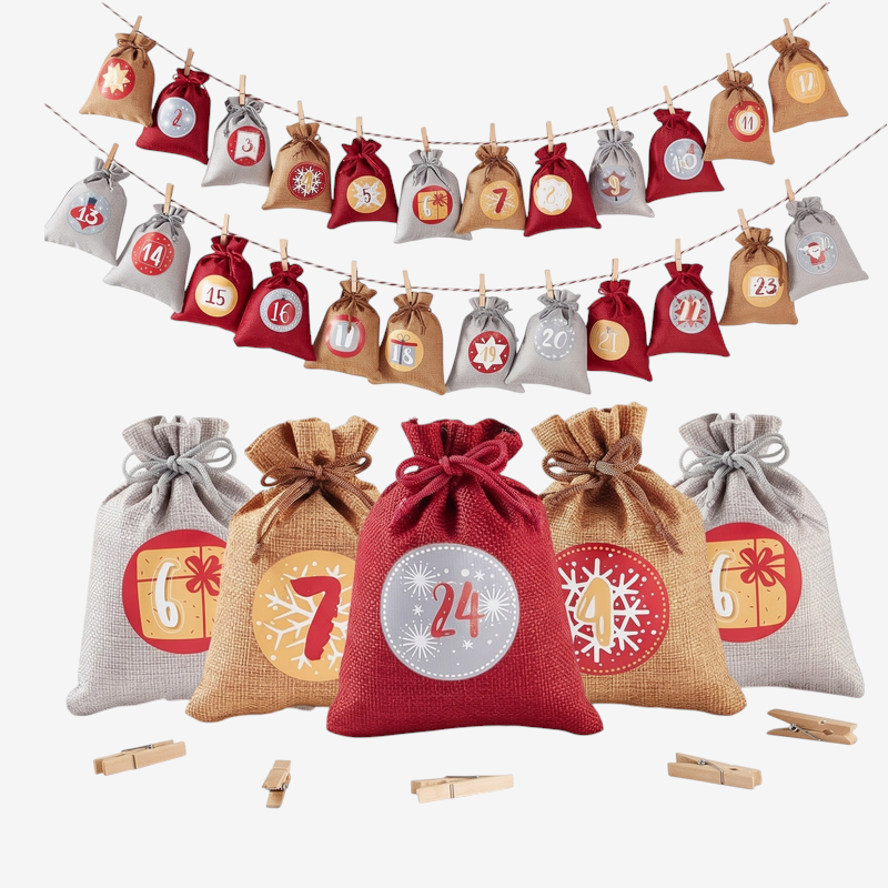 JuteJoy – adventní kalendář s 24 očíslovanými sáčky