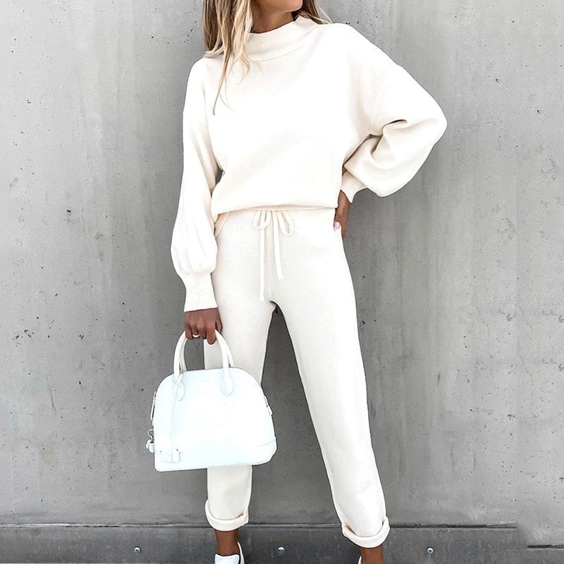 Luna – Set trendy din două piese cu pantaloni cu talie reglabilă și top cu mâneci lungi