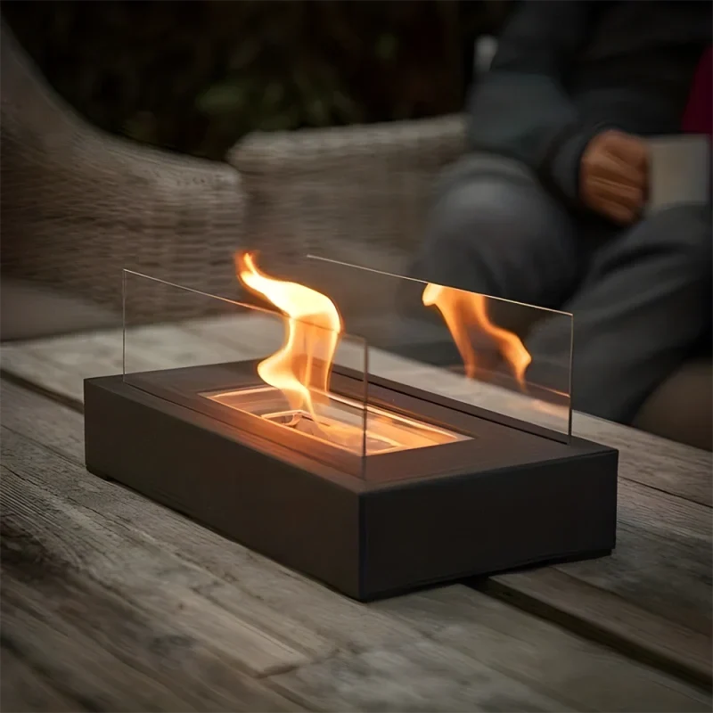 TableFlame - Stolní krb s panely z tvrzeného skla