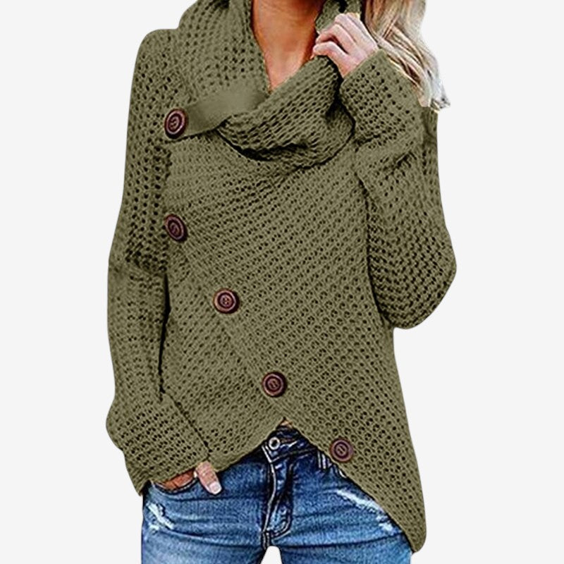 Nancy - Cardigan con Maniche Lunghe, Chiusura con Bottoni e Collo a Dolcevita