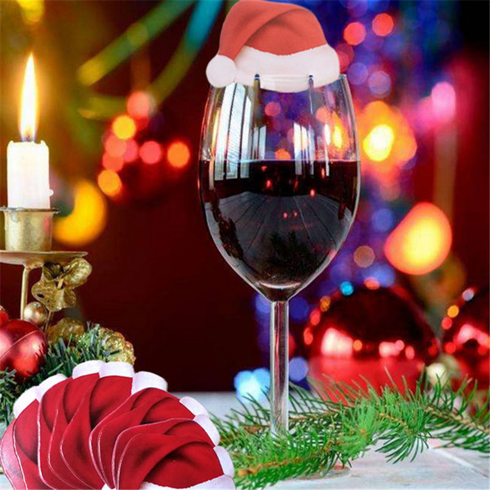 FestiGlass - Decorações de copos de vinho para o Natal com desenhos de chapéus festivos