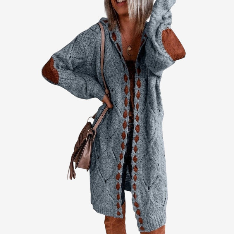Natalie - Hooded Vest with Long Sleeves and Ribbed Detail