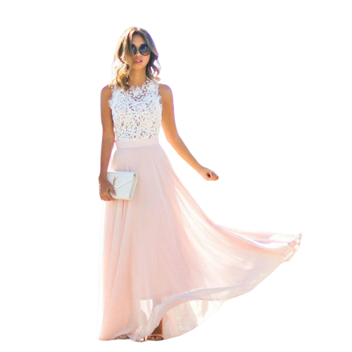 Sophia - Rochie maxi elegantă în linie A, cu corset din dantelă și design fără mâneci