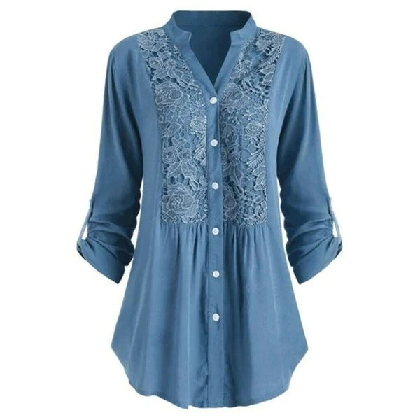 Celeste – Blouse longue élégante avec manches bouffantes tendance
