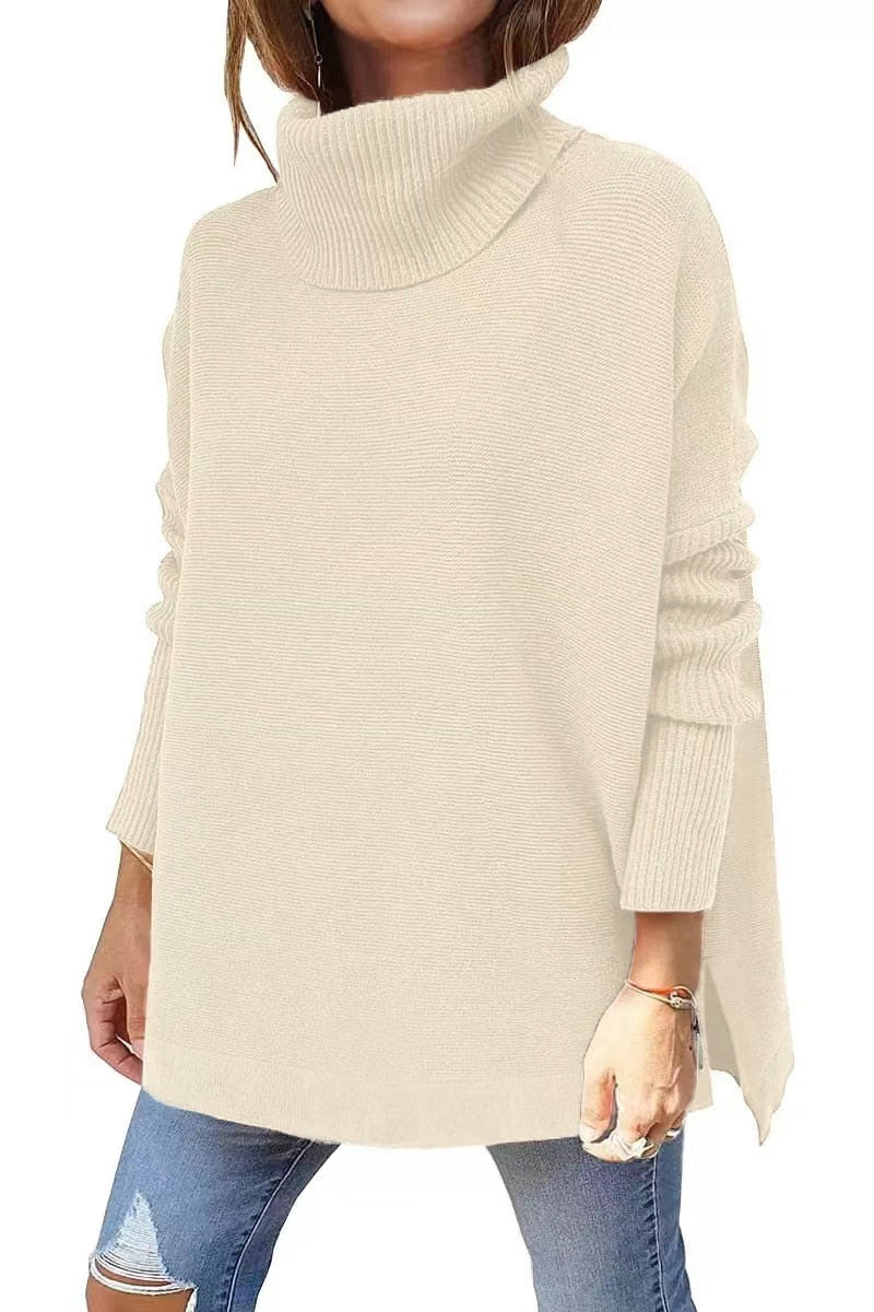 Lena - Pohodlný oversized rolák s rozparkem