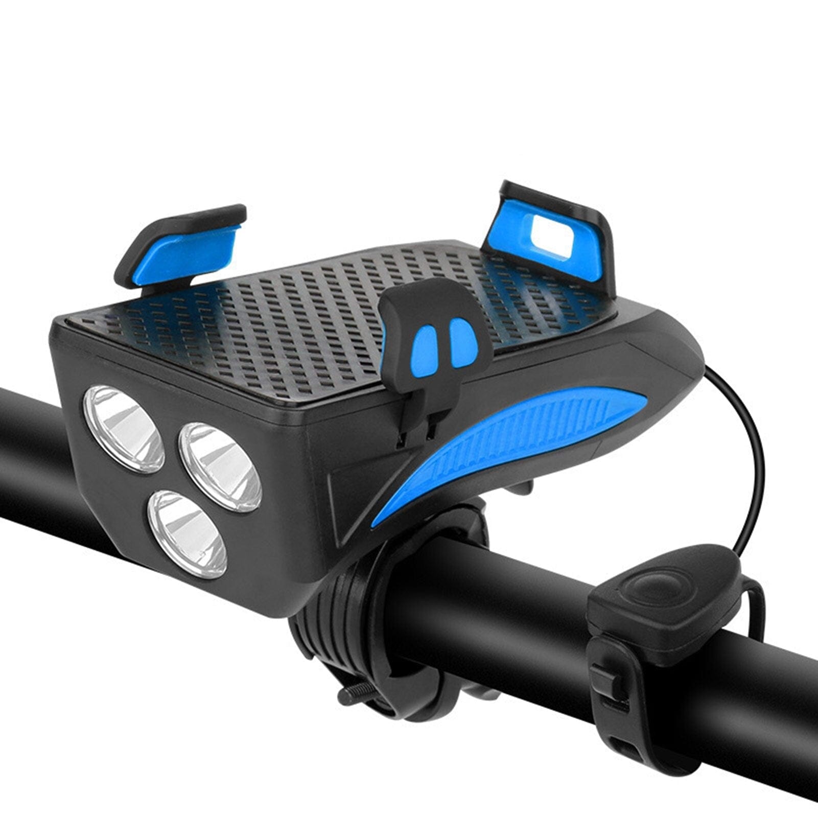 VeloSmart - Appareil vélo 4 en 1 avec lampe LED, klaxon, chargeur et support téléphone