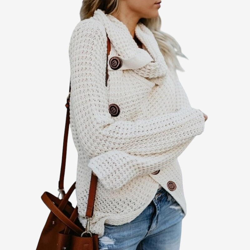 Nancy - Cardigan con Maniche Lunghe, Chiusura con Bottoni e Collo a Dolcevita