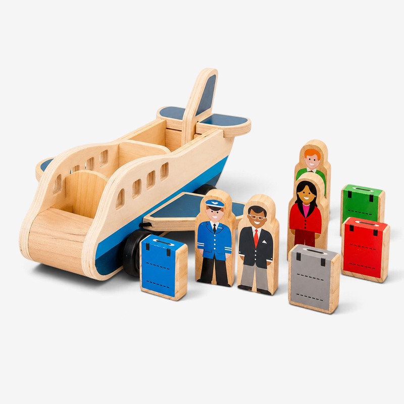 Aerofig - Dřevěné letadlo na hraní s barevnými figurkami