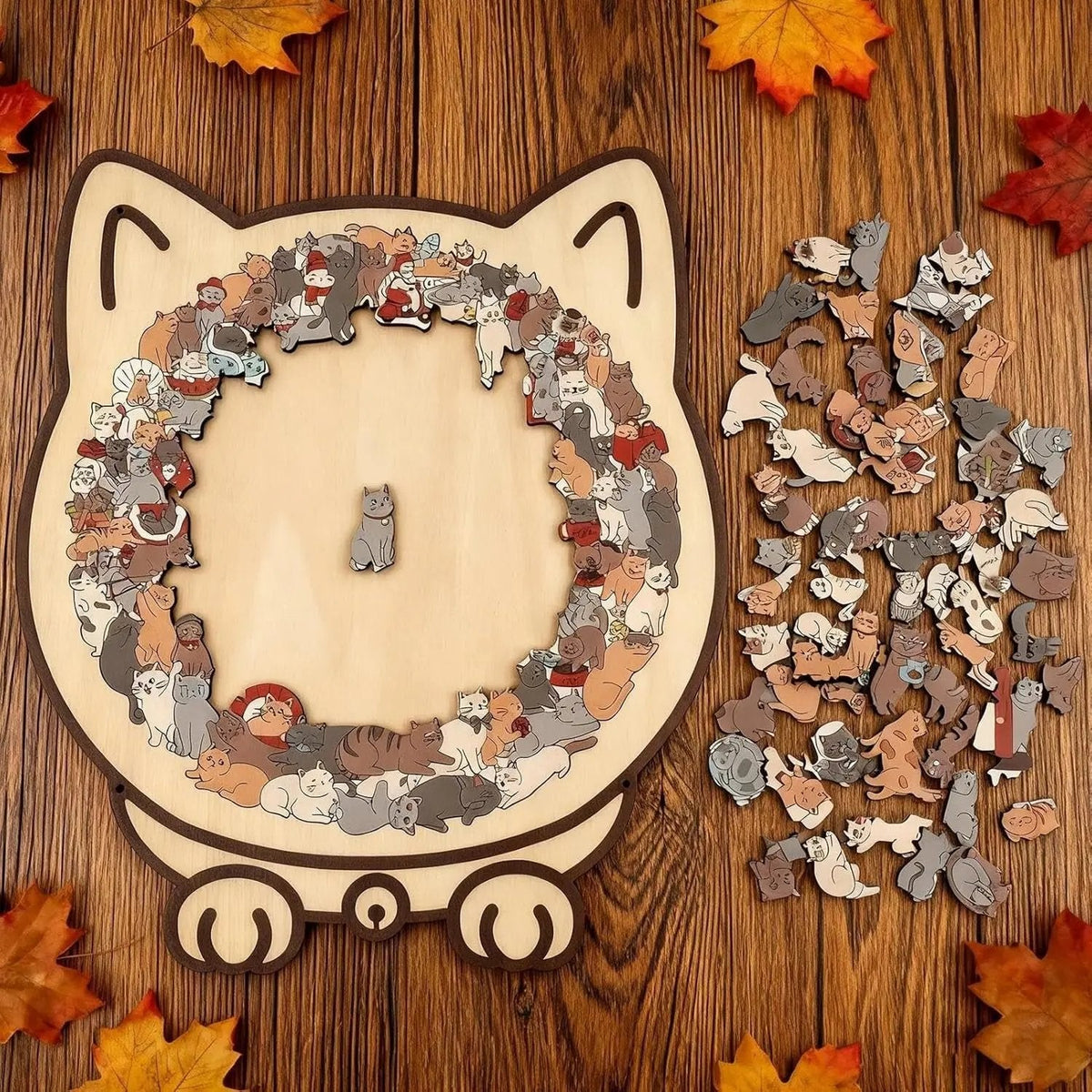 Pawzzle - Rompecabezas de madera con forma de gato de 135 piezas