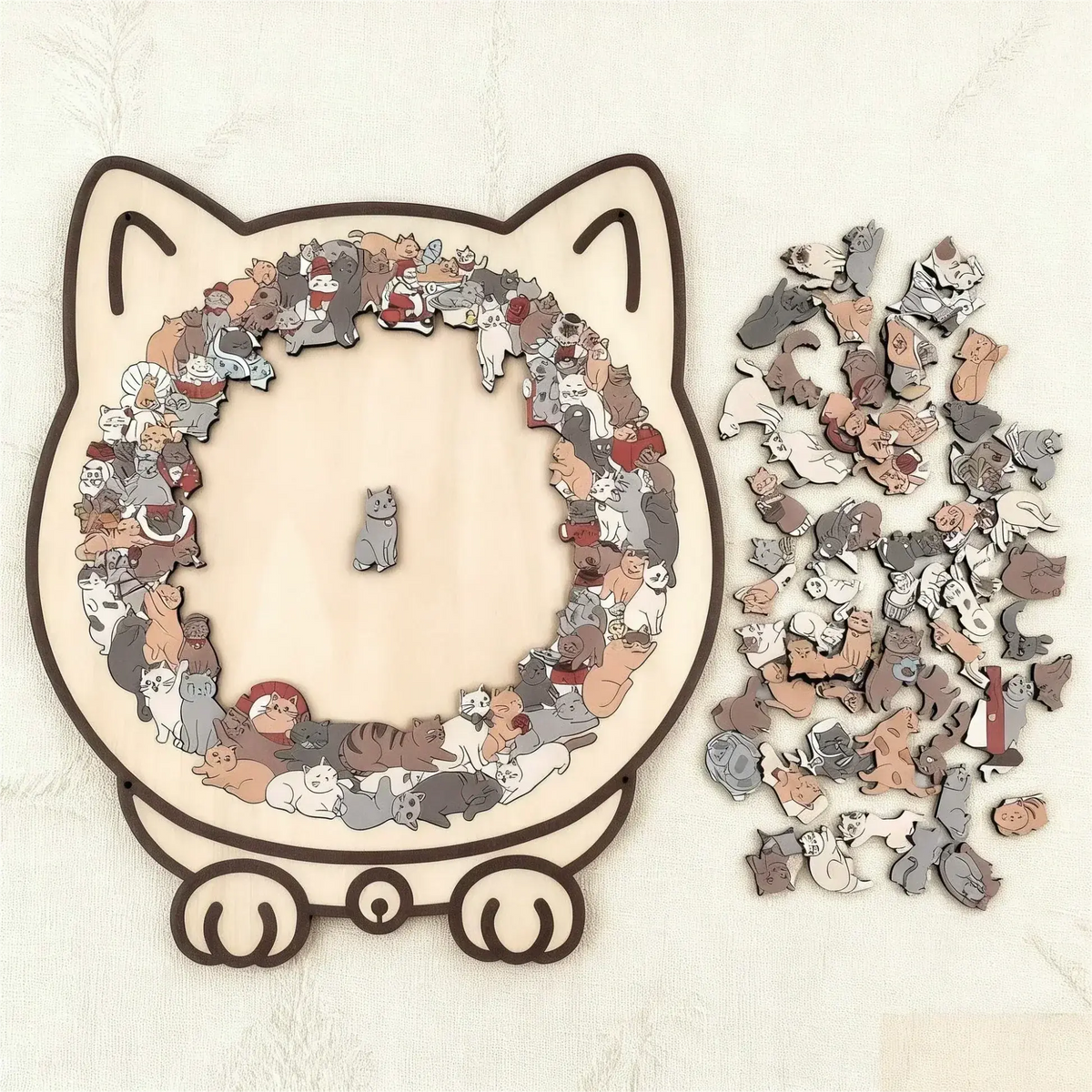 Pawzzle - Rompecabezas de madera con forma de gato de 135 piezas