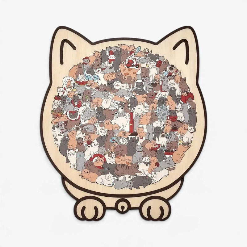 Pawzzle - Rompecabezas de madera con forma de gato de 135 piezas