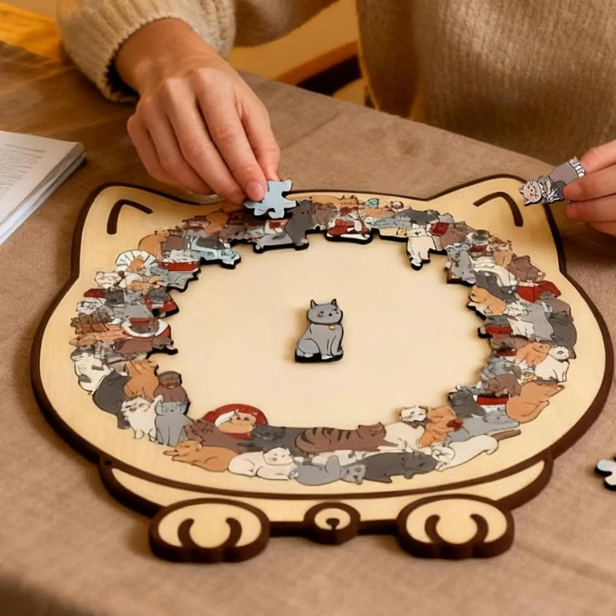 Pawzzle - Rompecabezas de madera con forma de gato de 135 piezas