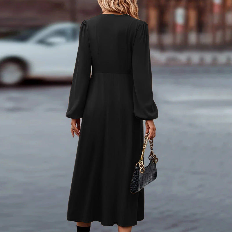 Diana - Rochie elegantă cu decolteu în V și mâneci lungi