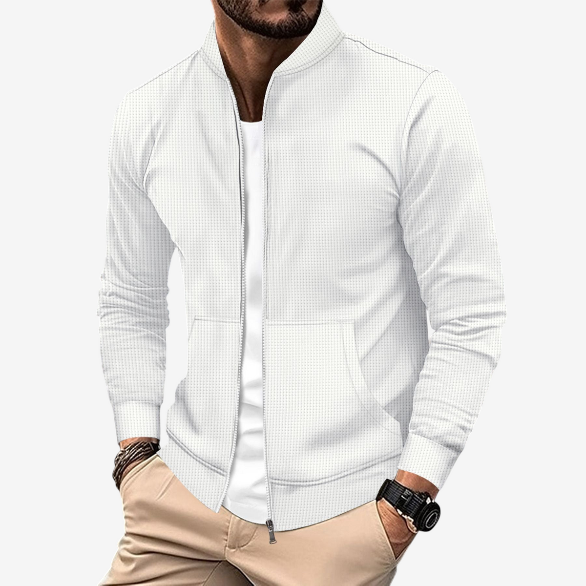 Stravion – Structured Sweat Jacket with Waffle Texture