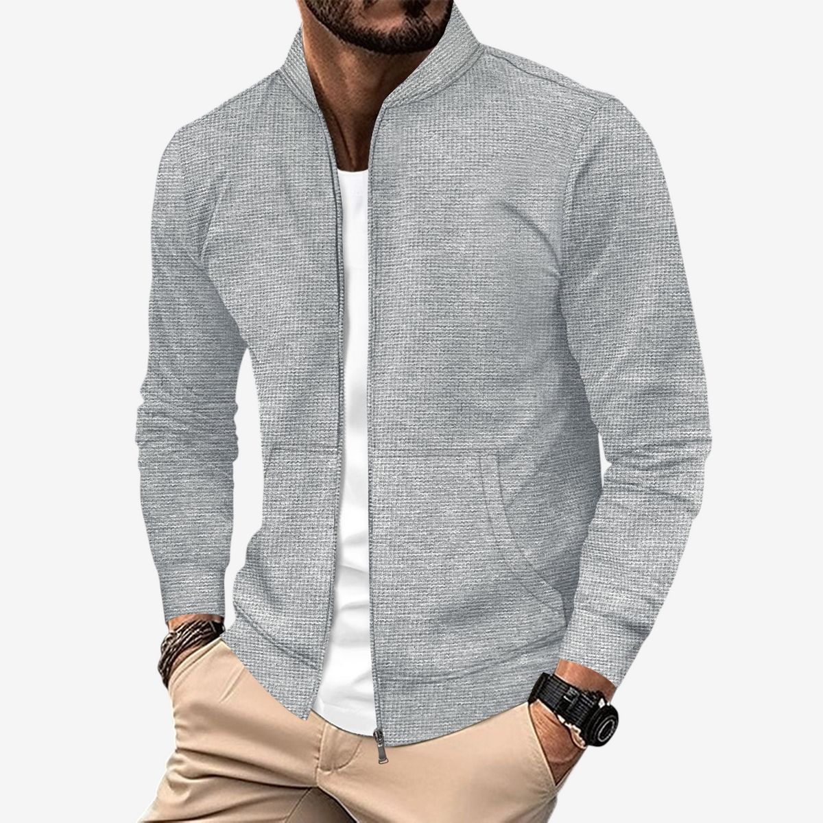 Stravion – Structured Sweat Jacket with Waffle Texture