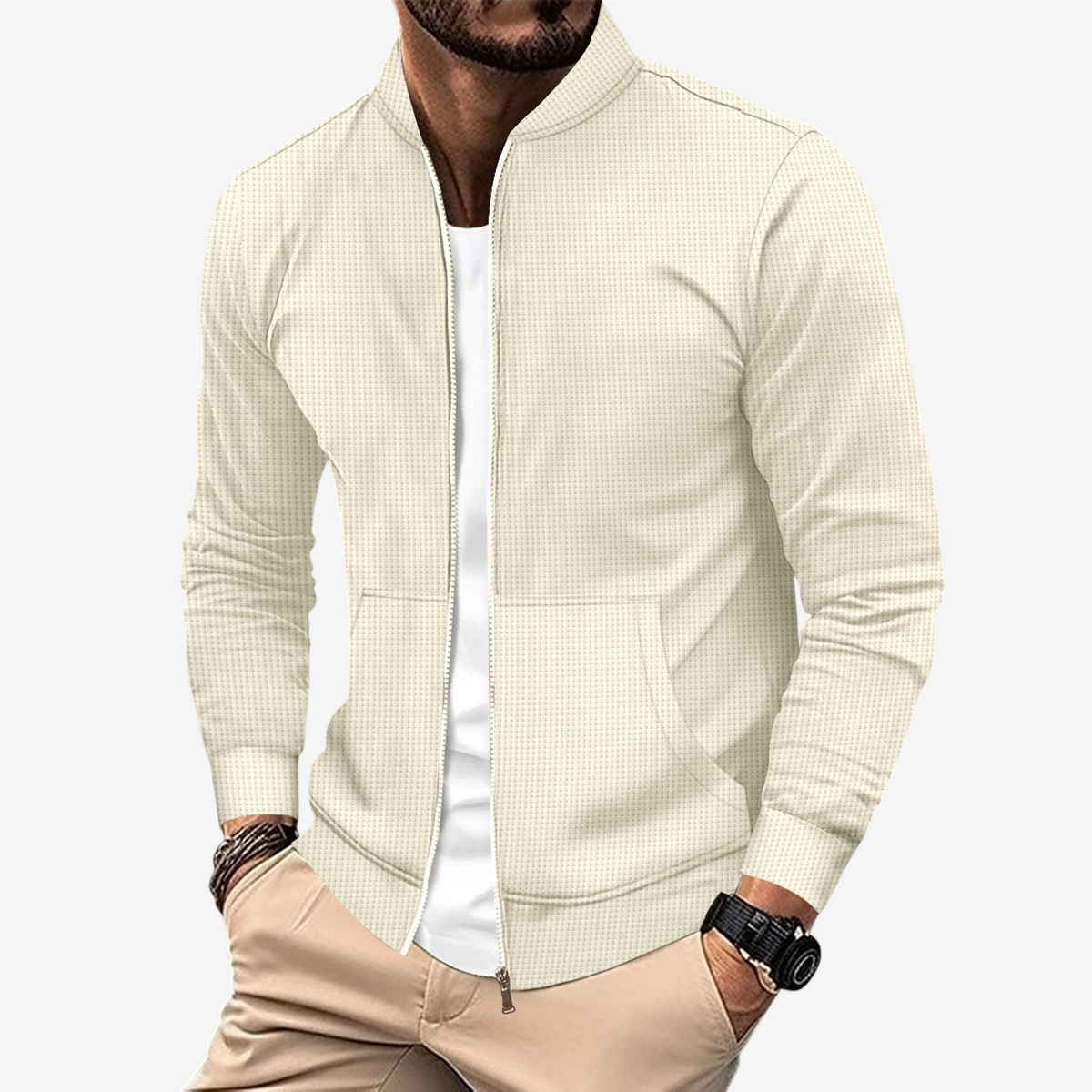 Stravion – Structured Sweat Jacket with Waffle Texture