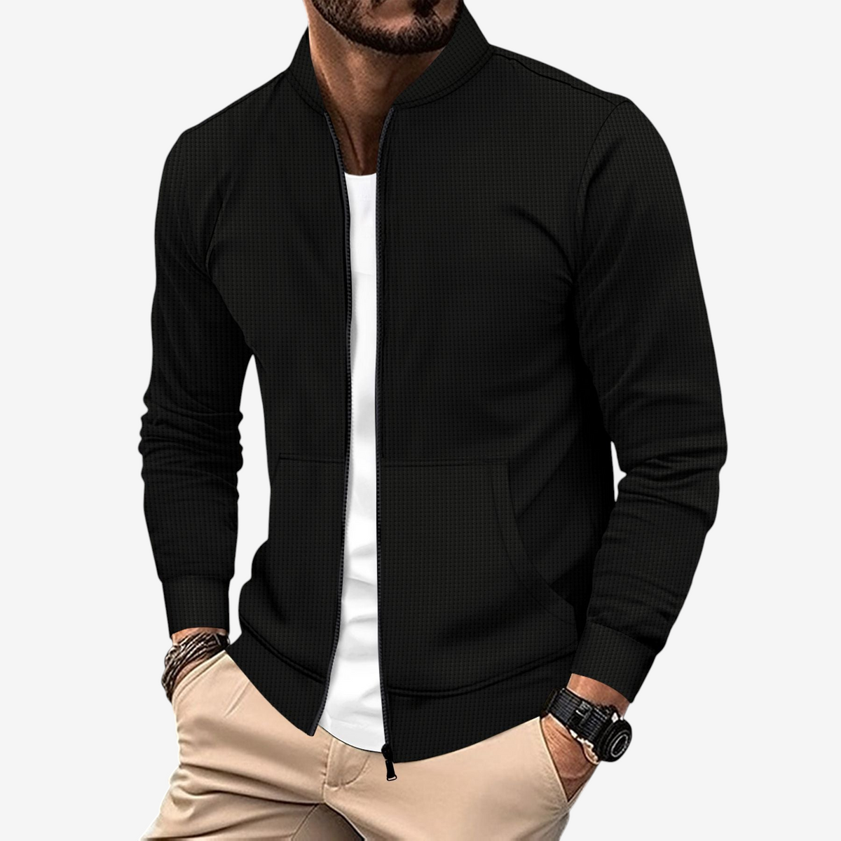 Stravion – Structured Sweat Jacket with Waffle Texture