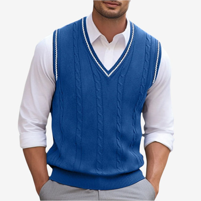 Gilet da uomo con scollo a V e design a coste